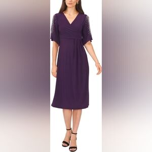 MSK Petite Beaded Cold-Shoulder Dress